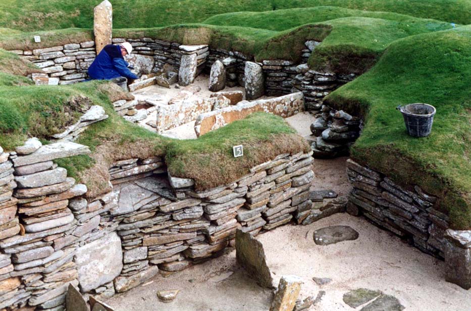 Ancient excavations at Skara Brae, Orkney Isles